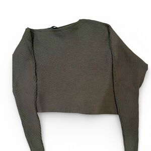 Zara Olive Off-the-Shoulder Sweater